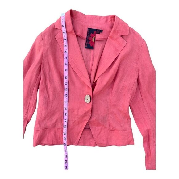 Debbie Shuchat Coral Linen Blazer Women’s Size 6 Lightweight Preppy Bohemian EUC - Picture 5 of 6